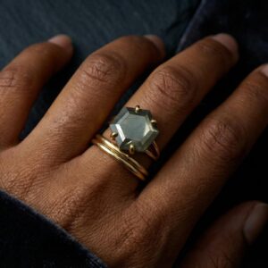 Hexagon Pyrite Gold Ring · Natural Pyrite Statement Ring · 14k Gold Geometric Ring Hexagon Pyrite Gold Ring · Natural Pyrite Statement Ring · 14k Gold Geometric Ring