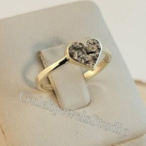 Raw Pyrite Heart Ring, Leo Birthstone Jewelry Raw Pyrite Heart Ring, Leo Birthstone Jewelry