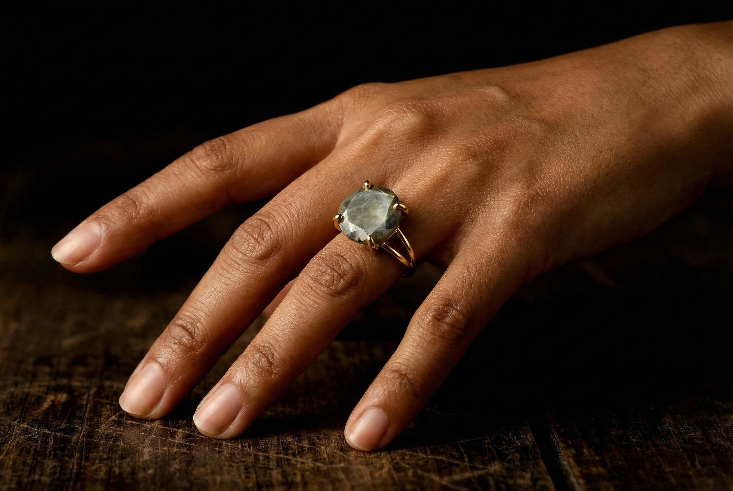 Round Cut Iron Pyrite Ring · 14k Gold Solitaire Gemstone Ring For Women Round Cut Iron Pyrite Ring · 14k Gold Solitaire Gemstone Ring For Women