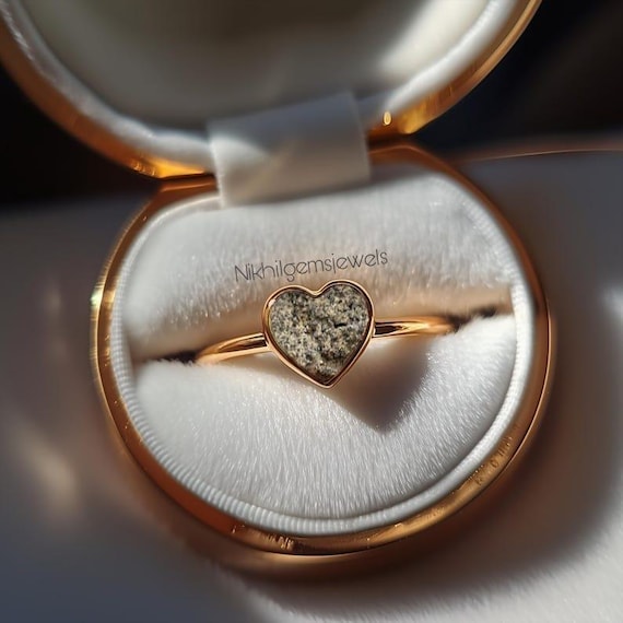 Sterling Silver Heart Ring: Natural Pyrite Handmade Jewelry