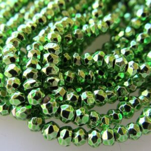 Metallic Chartreuse Green Pyrite Rondelle Beads - 14 Inch Strand Metallic Chartreuse Green Pyrite Rondelle Beads - 14 Inch Strand
