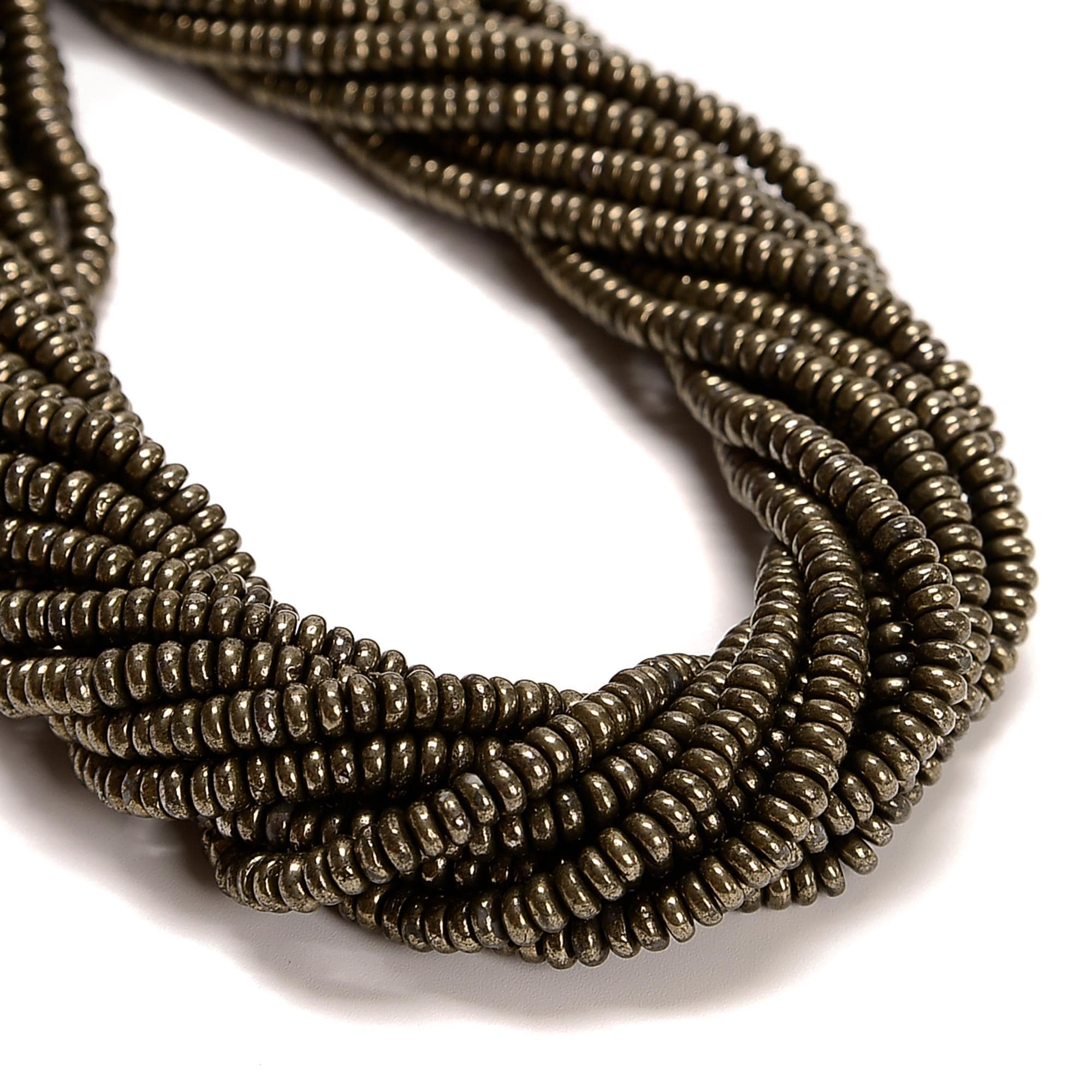 Pyrite Smooth Rondelle Beads Size 2x4mm 15.5" Strand Pyrite Smooth Rondelle Beads Size 2x4mm 15.5" Strand