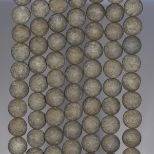 10mm Matte Pyrite Gemstones Round 10mm Loose Beads 7.5 Inch Half Strand (80000654-279)