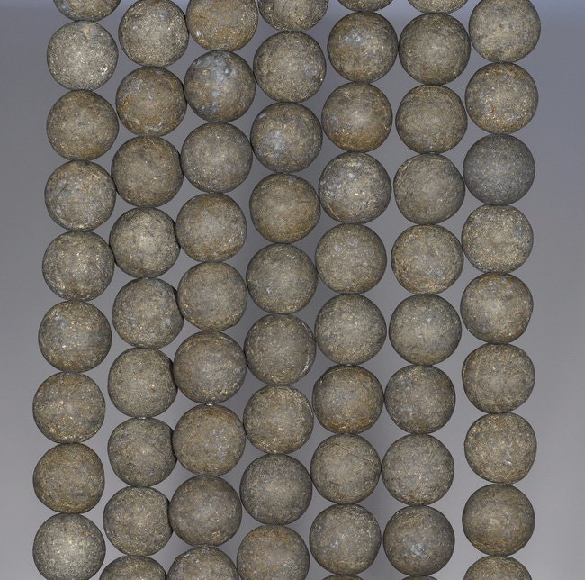 10mm Matte Pyrite Gemstones Round 10mm Loose Beads 7.5 Inch Half Strand (80000654-279)