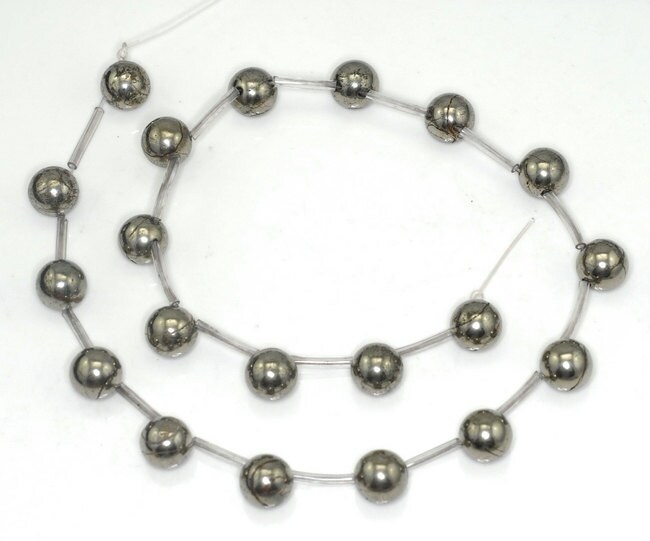 10mm Palazzo Iron Pyrite Gemstones Round Side Drill 10mm Loose Beads 7.5 Inch Half Strand (90189075-353)