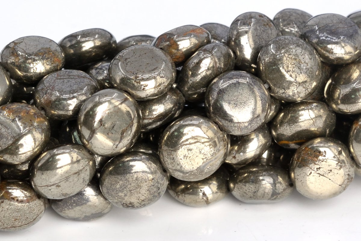 10x5mm Copper Pyrite Beads Flat Round Button Aaa Genuine Natural Gemstone Full Strand Loose Beads 15.5" Bulk Lot 1,3,5,10,50 (104958-1385)