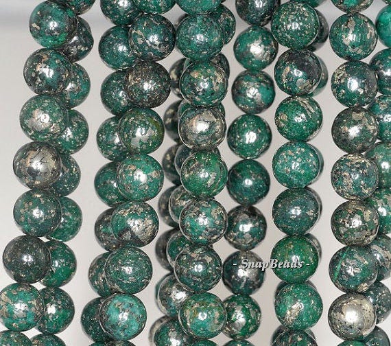 12mm Green Iron Pyrite Intrusion Gemstone Grade Aa Round 12mm Loose Beads 7.5 Inch Half Strand 90191035-180)