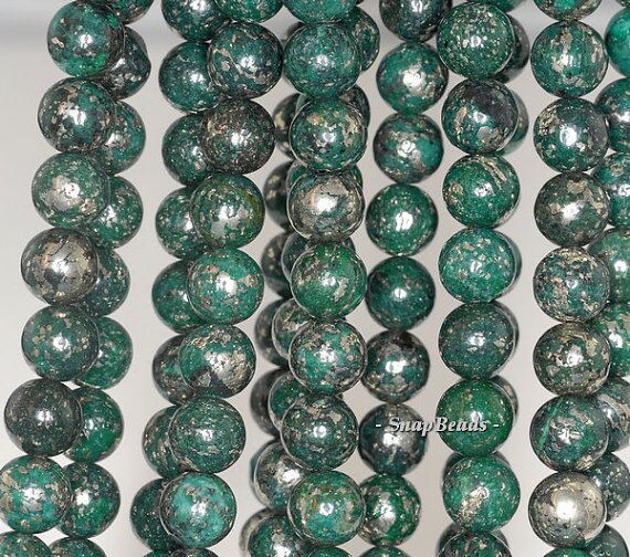 12mm Green Iron Pyrite Intrusion Gemstone Grade Aa Round 12mm Loose Beads 15.5 Inch Full Strand (90191036-180)