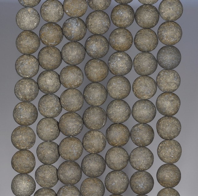 12mm Matte Pyrite Gemstones Round 12mm Loose Beads 7.5 Inch Half Strand (80000655-279)