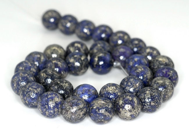12mm Purple Pyrite Intrusion Gemstone Grade A Round Loose Beads 15.5 Inch Full Strand (90187393-721b)