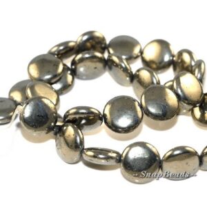 14mm Iron Pyrite Gemstones Flat Round Circle Coin Button 14mm Loose Beads 7 Inch Half Strand (90106980-107) 14mm Iron Pyrite Gemstones Flat Round Circle Coin Button 14mm Loose Beads 7 Inch Half Strand (90106980-107)