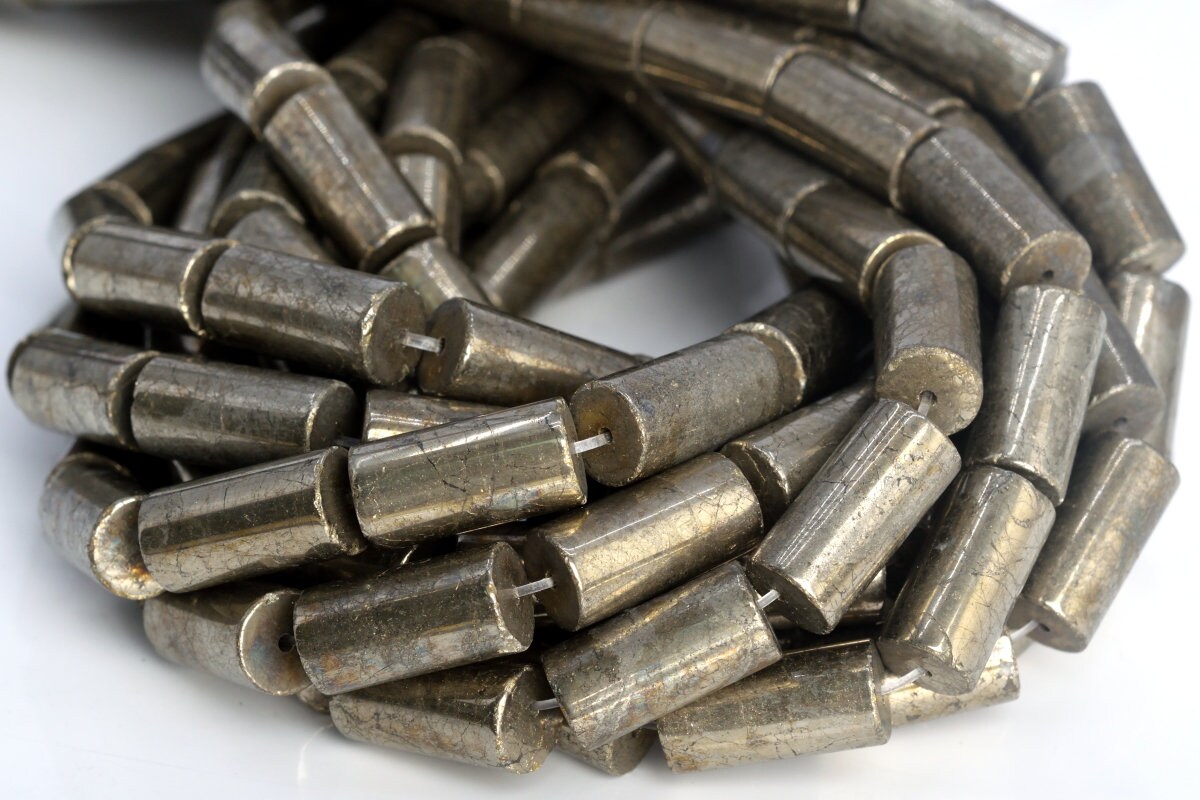 16x8mm Copper Pyrite Beads Round Tube Grade Aaa Genuine Natural Gemstone Half Strand Loose Beads 7.5" Bulk Lot 1,3,5,10,50 (104998h-1382)