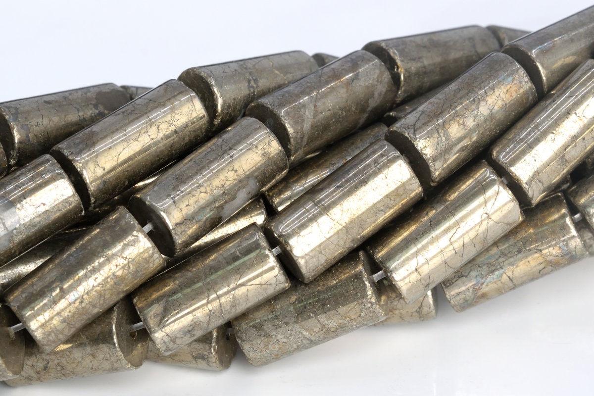 16x8mm Copper Pyrite Beads Round Tube Grade Aaa Genuine Natural Gemstone Full Strand Loose Beads 15.5" Bulk Lot 1,3,5,10,50 (104998-1382)