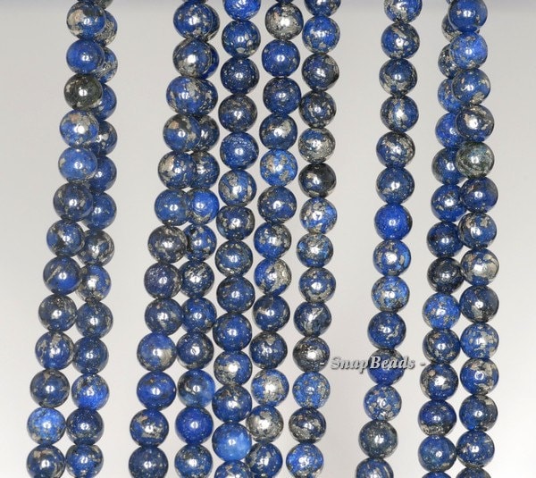 4mm Blue Iron Pyrite Intrusion Gemstone Grade A Round 4mm Loose Beads 15.5 Inch Full Strand (90191056-180)