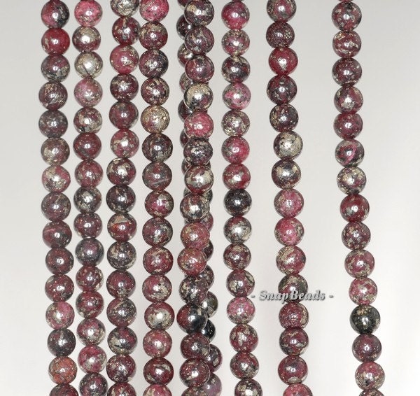 4mm Red Iron Pyrite Intrusion Gemstone Grade A Red Round Loose Beads 15.5 Inch Full Strand (90191052-180)