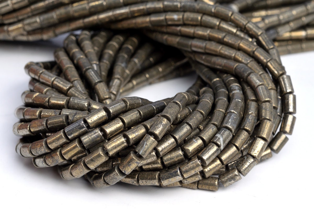 5x4mm Copper Pyrite Beads Round Tube Grade Aaa Natural Gemstone Half Strand Loose Beads 7.5" Bulk Lot 1,3,5,10 And 50 (104528h-1232)