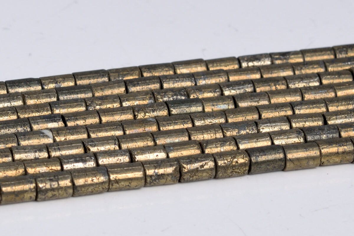 5x4mm Copper Pyrite Beads Round Tube Grade Aaa Natural Gemstone Full Strand Loose Beads 15.5" Bulk Lot 1,3,5,10 And 50 (104528-1232)