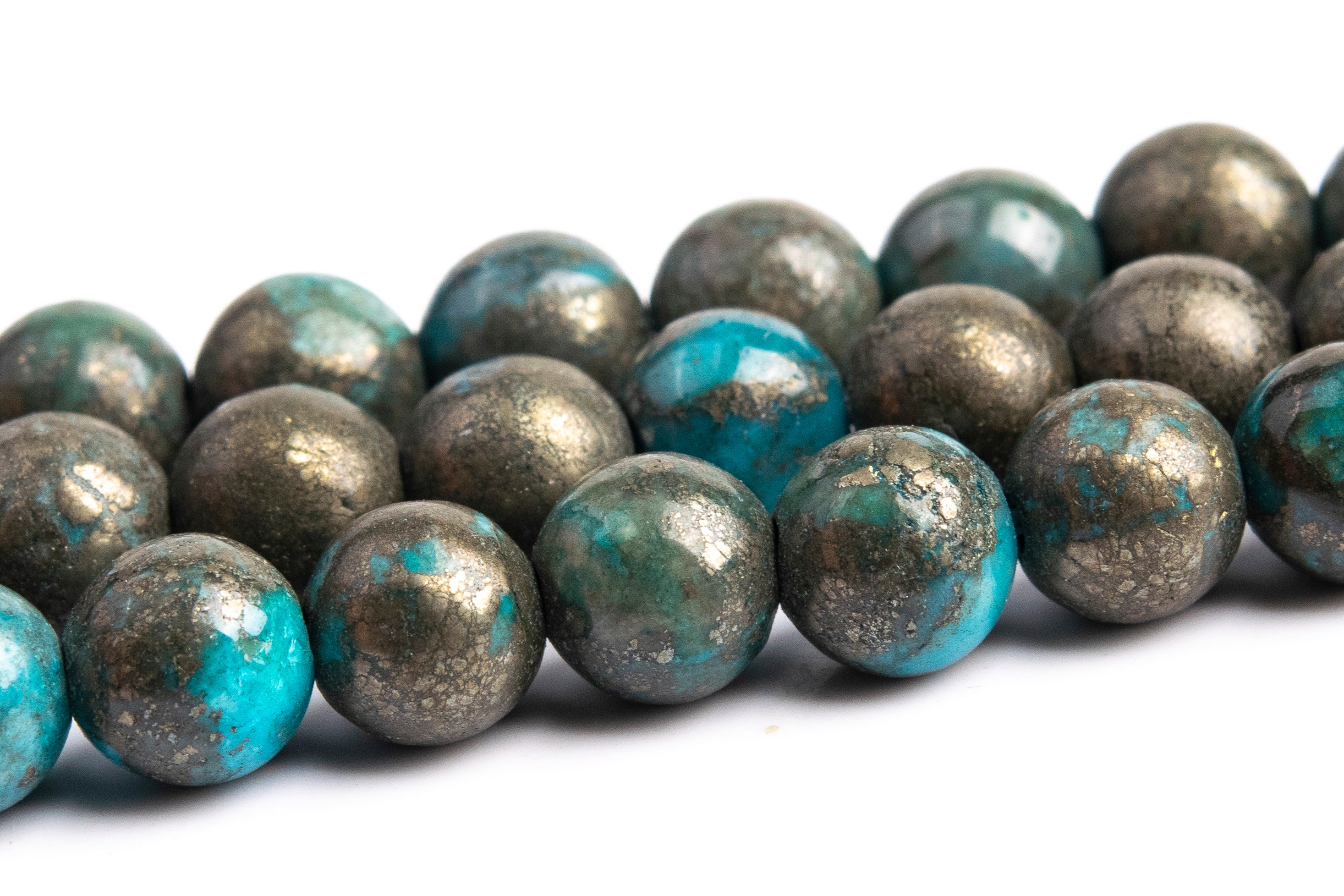 6mm Aqua Blue Pyrite Beads Grade Aaa Natural Gemstone Round Loose Beads 15.5" / 7.5" Bulk Lot Options (104593)