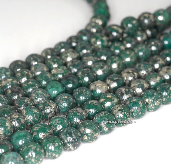 6mm Green Pyrite Intrusion Gemstone Grade A Round Loose Beads 15.5 Inch Full Strand (90187386-721b)