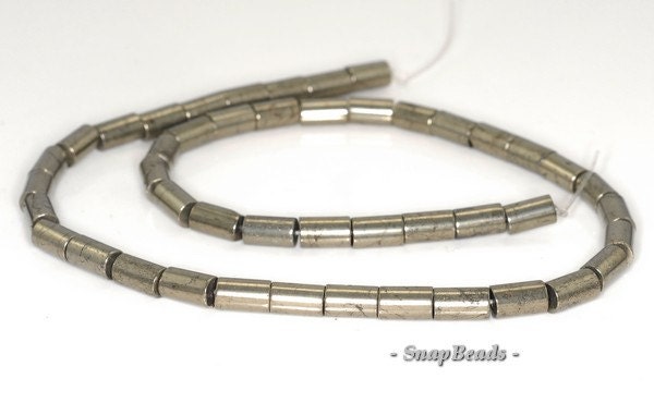 6x4mm Palazzo Iron Pyrite Gemstone Round Tube 6x4mm Loose Beads 7.5 Inch Half Strand (90144953-405)
