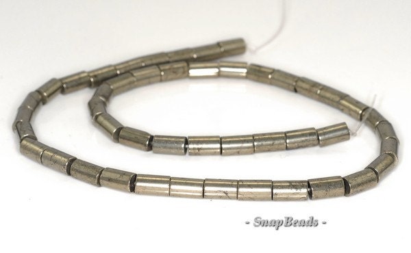 8x5mm Palazzo Iron Pyrite Gemstone Round Tube 8x5mm Loose Beads 15.5 Inch Full Strand (90144961-405)