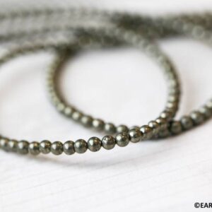 Xs / Pyrite 3mm Round Beads 16" Strand Natural Gemstone Beads For Jewelry Making