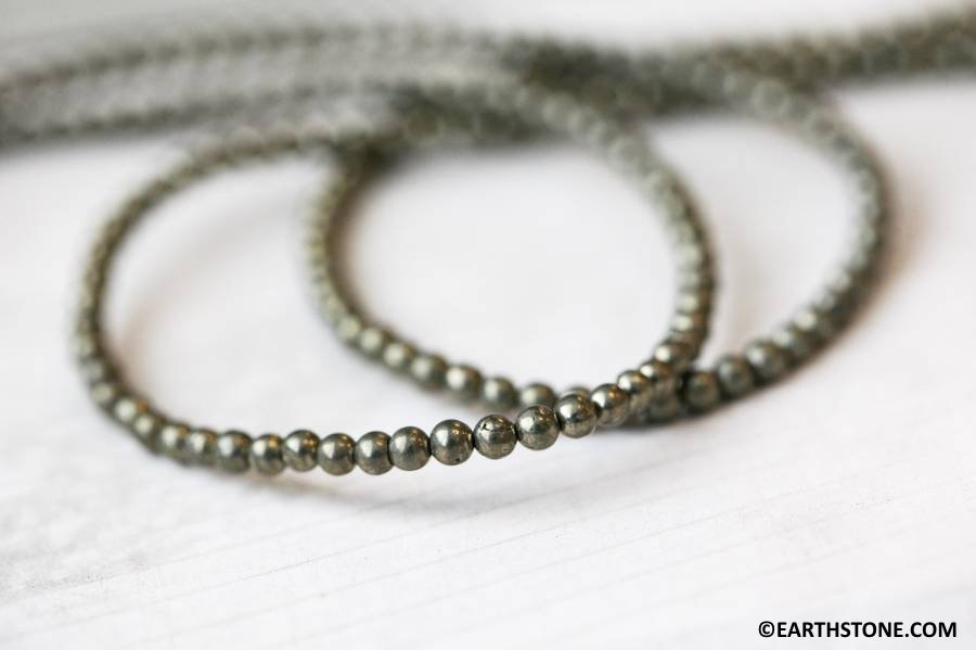 Xs / Pyrite 3mm Round Beads 16" Strand Natural Gemstone Beads For Jewelry Making