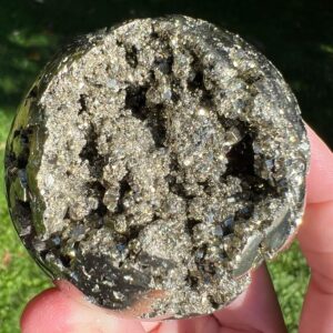 2.3" Large Pyrite Sphere, Pyrite Druzy Sphere, Fools Gold, Crystal Ball, From Peru, Dodecahedronal, Sparkly Pyrite, Home Decor, Abundance #1