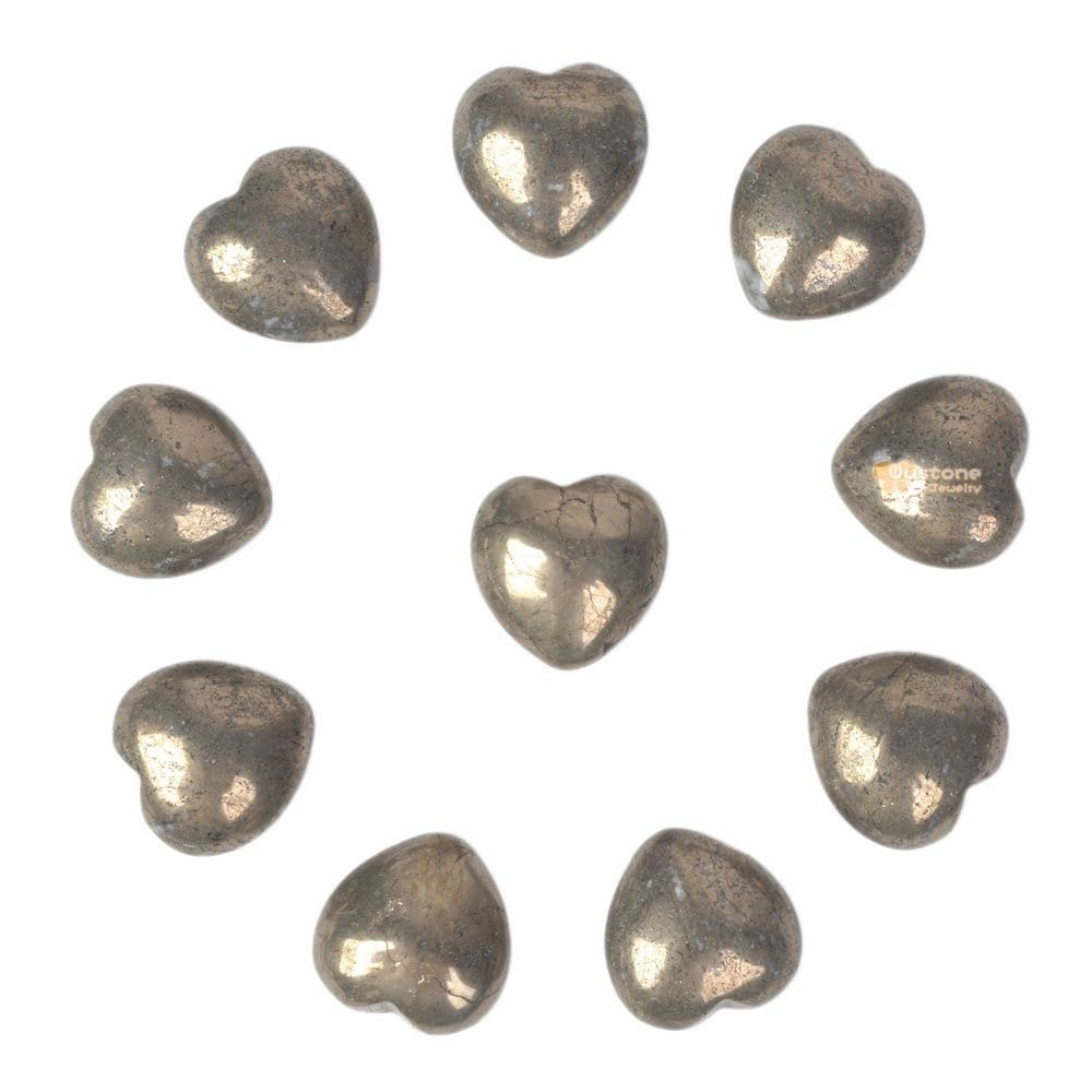20mm Pyrite Rock Crystal Puff Love Hearts Crystal Healing Reiki Pocket Stone Chunky