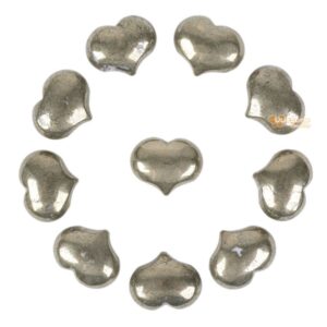 25mm Pyrite puff LOVE hearts 1 inch Crystal healing Reiki pocket stone