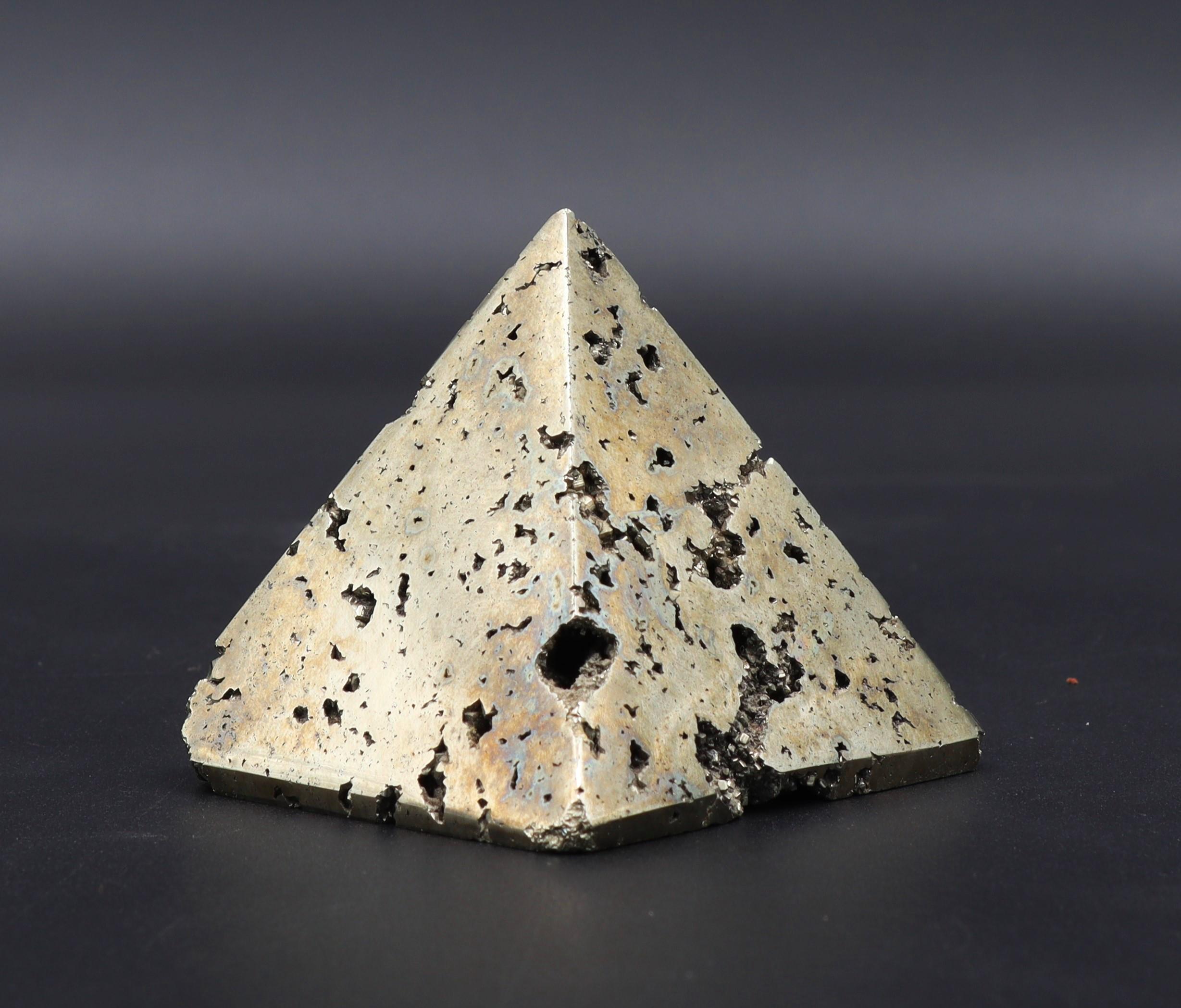 50mm Gold Pyrite Crystal Pyramid: Natural Healing Stone Decor