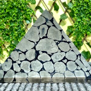 AAA+ Giant Pyrite Pyramid: 300MM Silver Crystal Sphere, Wealth & Protection Decoration Pyramid