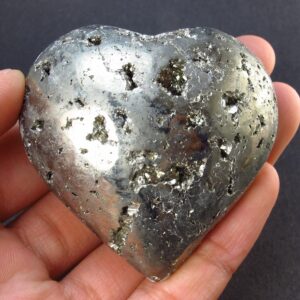 Pyrite Crystallized Carved Heart From Peru - 2.1" - 155.8 Grams