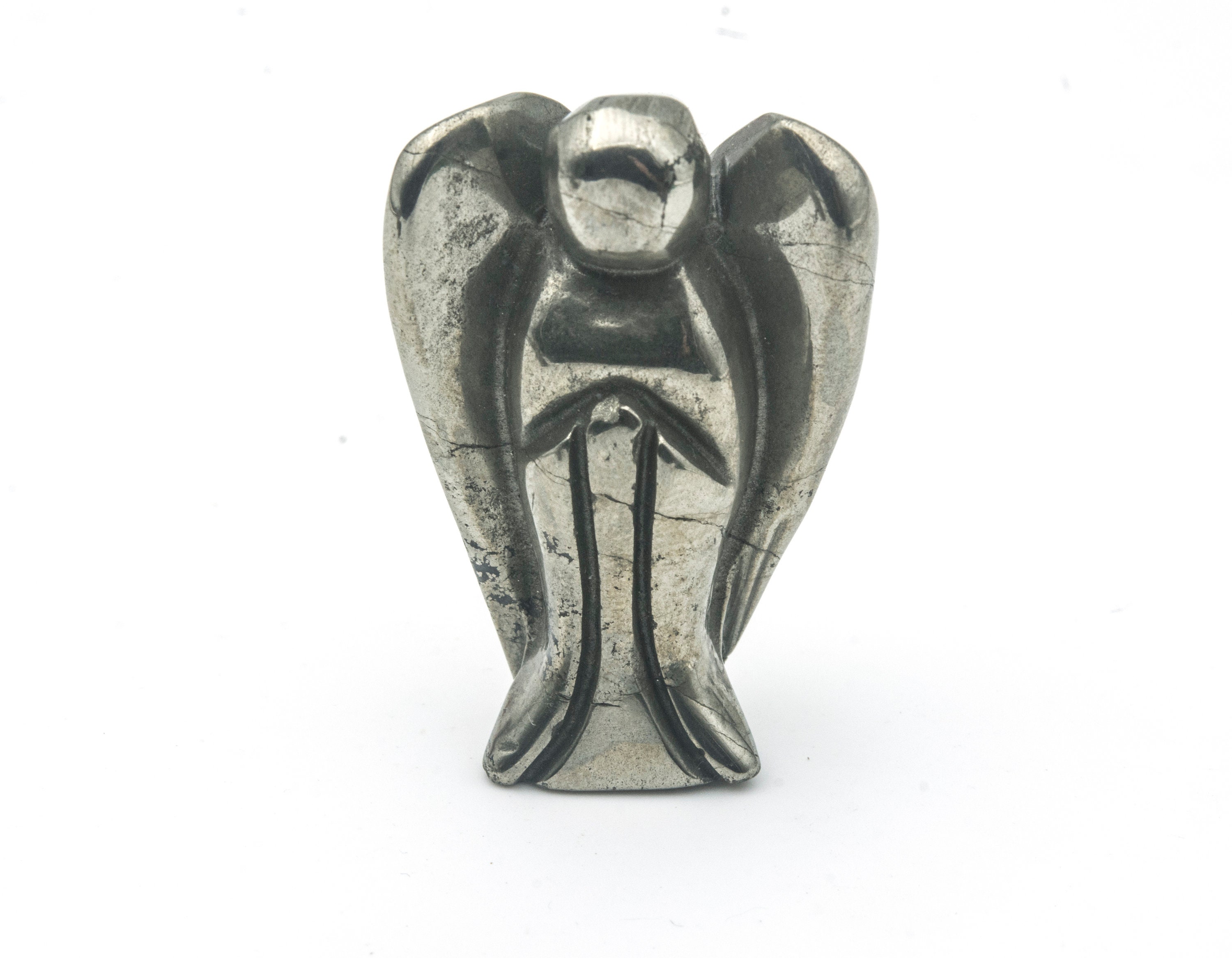 Gemstone Angel - Natural Spirituality Charms - Energy Pyrite Stone Angel -hand Carved Stone Angel - Jewelry Angel