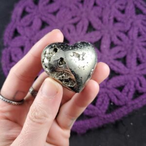 Pyrite Heart Crystal Carved Geode Stones Druzy Crystals Unique Shiny Gold carving