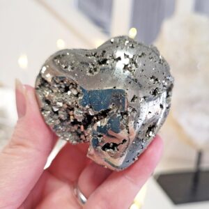 Iron Pyrite Crystal Heart • Natural Display Carving • Ethically Sourced