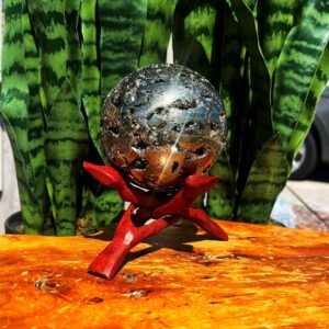Large Pyrite Sphere w/ stand for Manifesting Wealth & Abundance - Solar Plexus Chakra - pyrite crystal - prosperity crystal