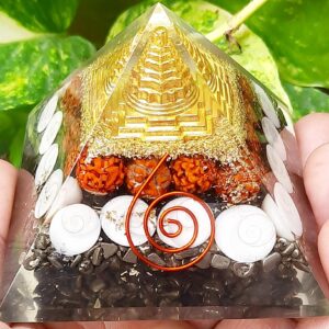 Pyrite Laxmi Wealth Orgone Pyramid:pyrite Laxmi Shree Yantra Symbol Money Wealth Success Goodess Laxmi Pooja Financial Growth Protection.