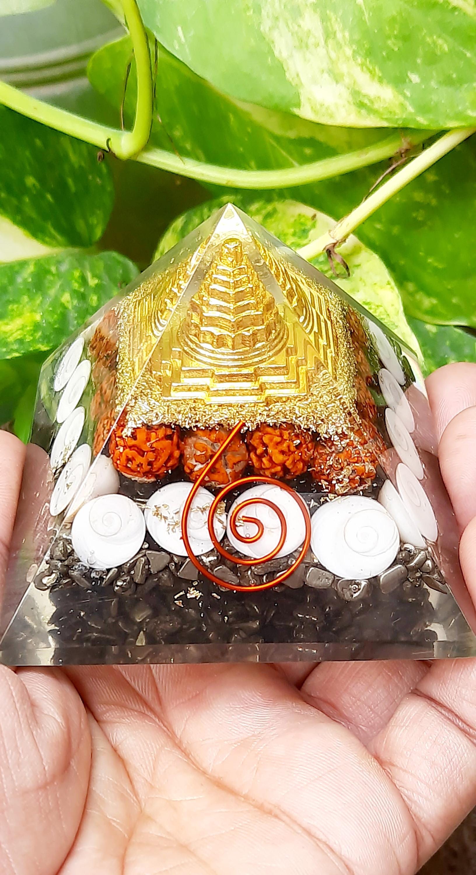 Pyrite Laxmi Wealth Orgone Pyramid:pyrite Laxmi Shree Yantra Symbol Money Wealth Success Goodess Laxmi Pooja Financial Growth Protection.
