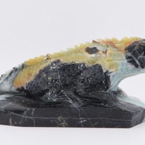 Lizard Carved from Azumar with Pyrite in Black Matrix Stone