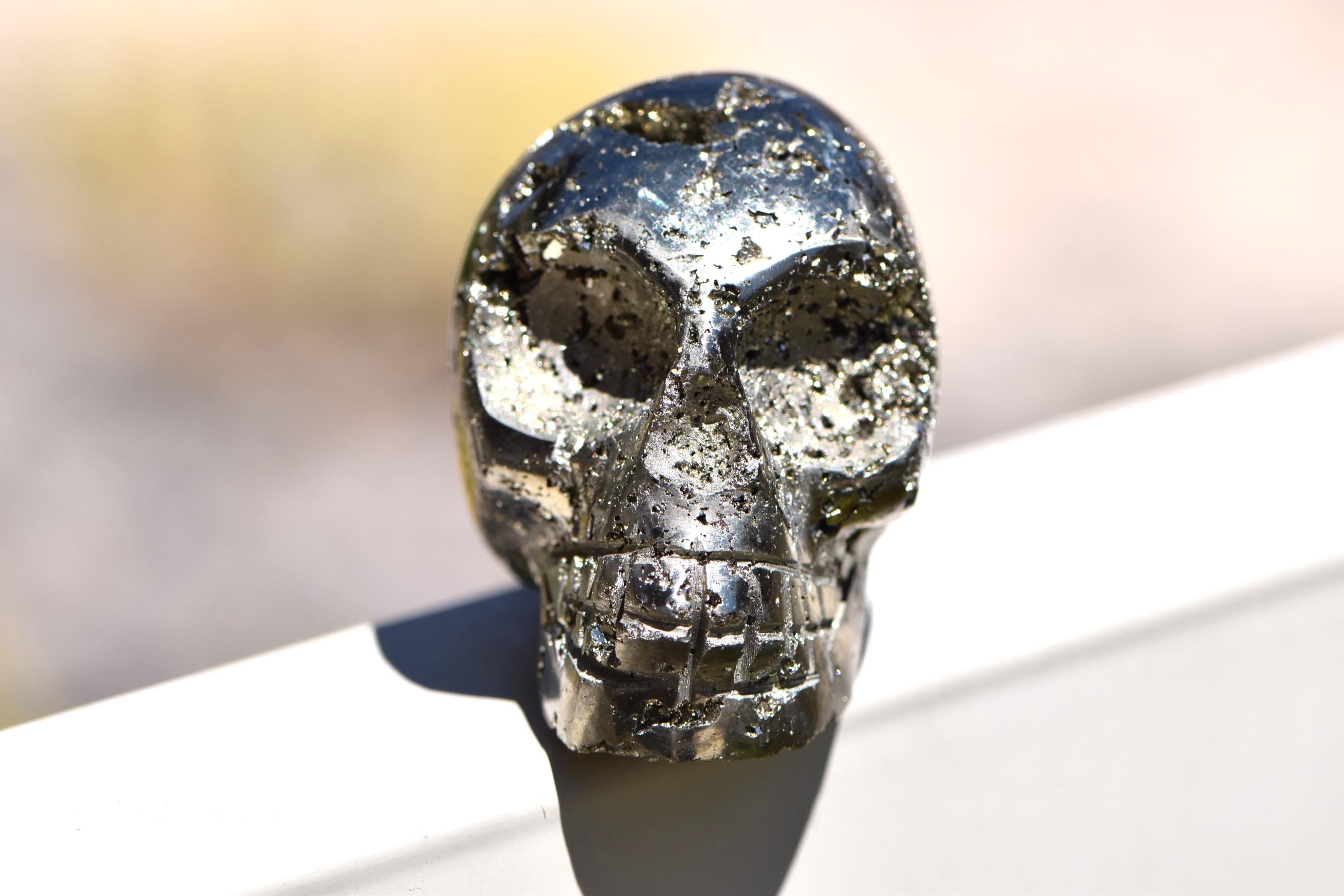 Peruvian Pyrite Carved Skull