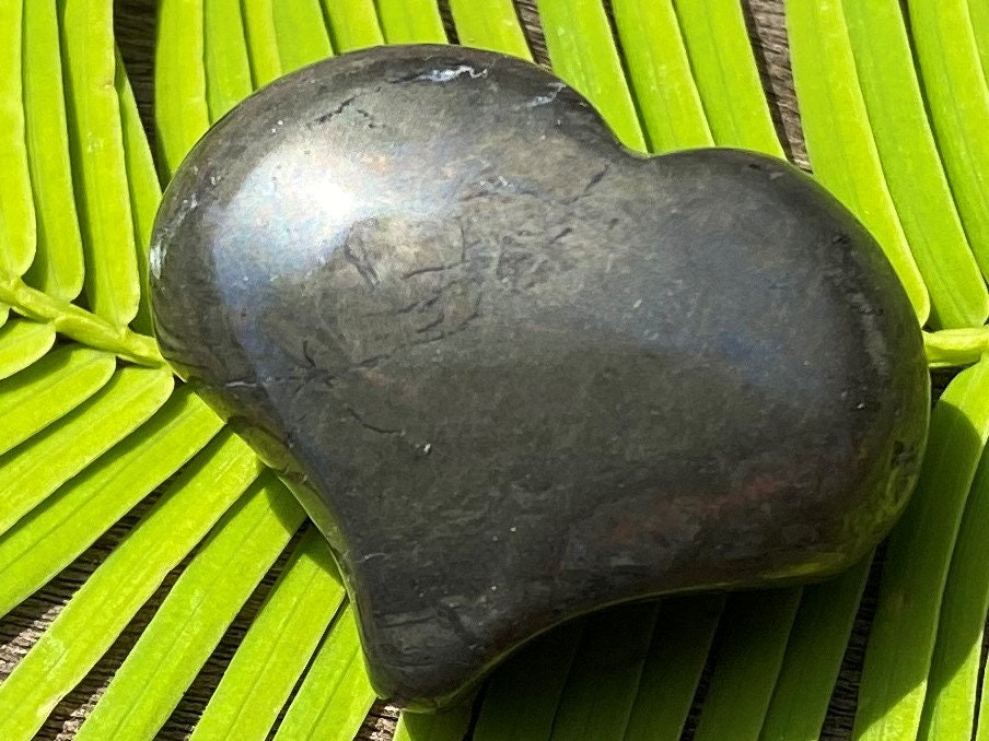 Pyrite Puffy Heart Pocket, Worry Healing Stone With Positive Healing Energy!
