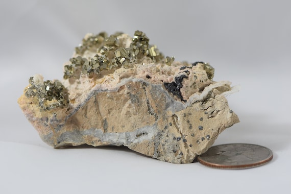 Rare Pyrite Cubes Over Dolomite