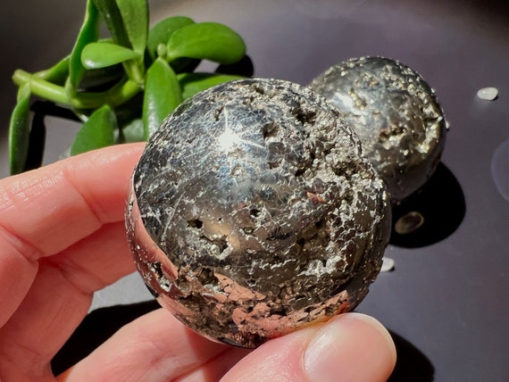 Pyrite Sphere 2" Golden Ball | Fools Gold From Peru With Druzy Inclusions