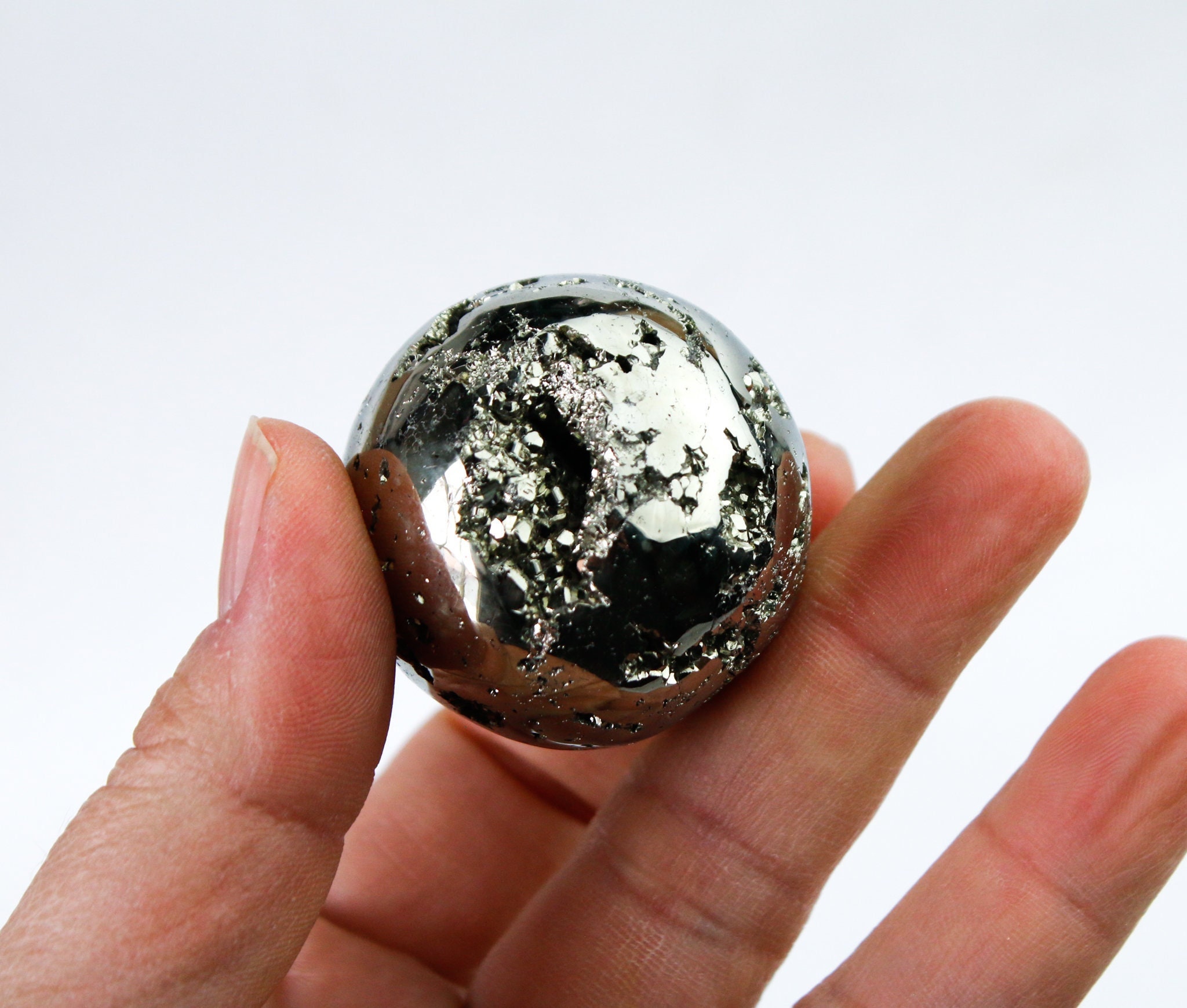 Pyrite Sphere With Crystal Sparkle