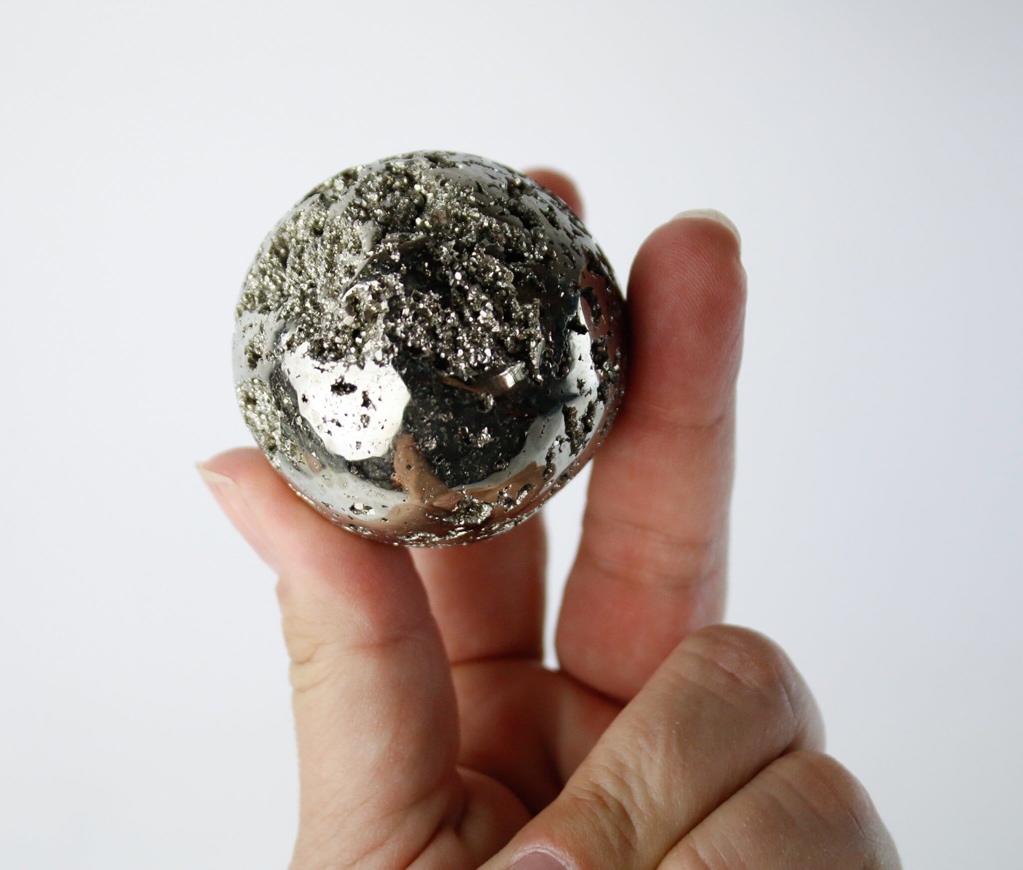 Pyrite Sphere With Crystal Sparkle