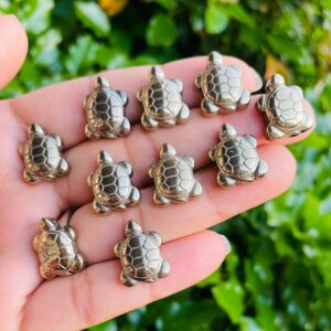 Pyrite Turtle (1) Gold Pyrite Crystal Turtle, Pyrite Stone Xs Carved Animal Gemstone, Pyrite Stone