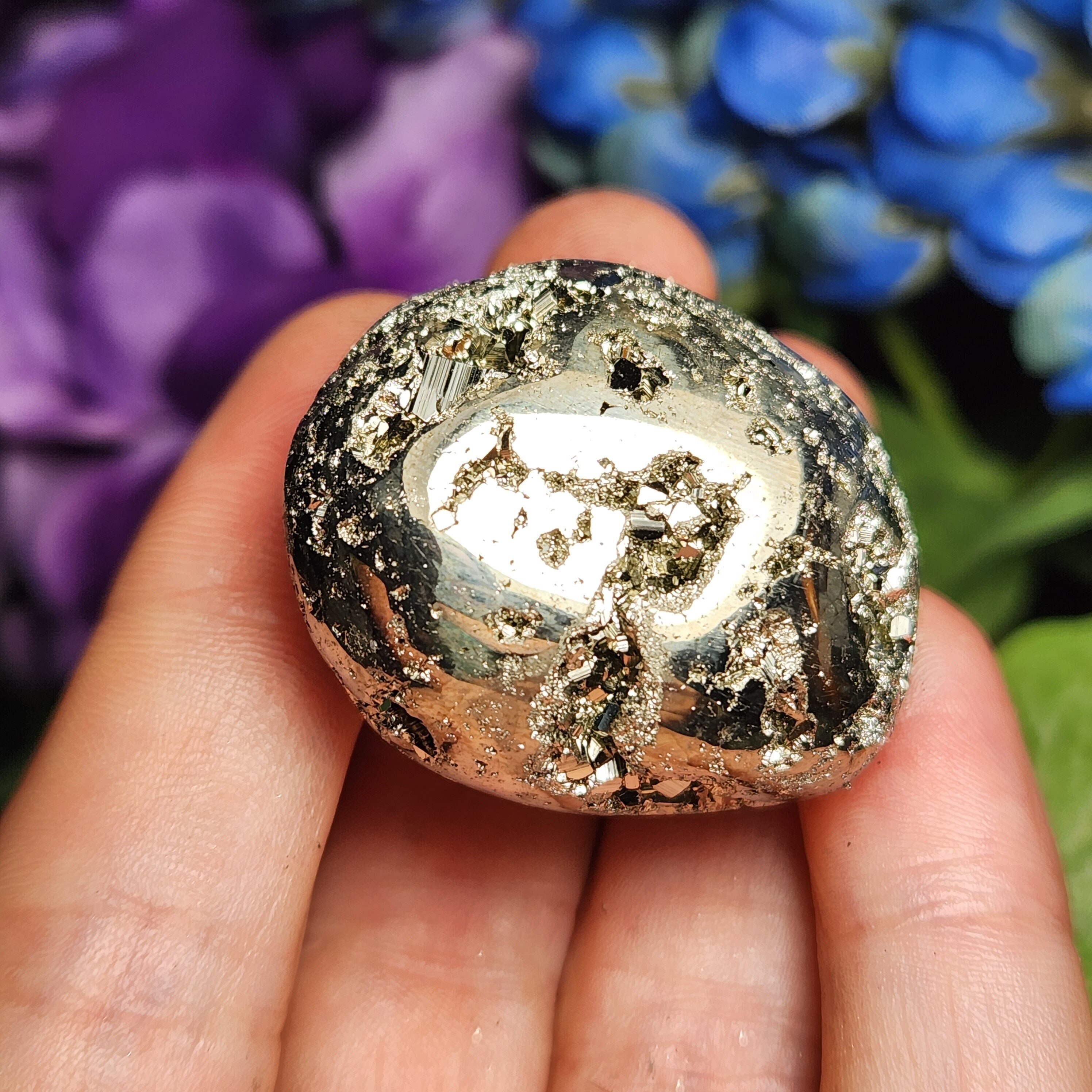 Pyrite Crystal - Fools Gold - Pyrite Stone - Pyrite Tumble - Tumbled Pyrite - Fool's Gold - Pyrite Cluster - Pyrite Gold - Polished Pyrite