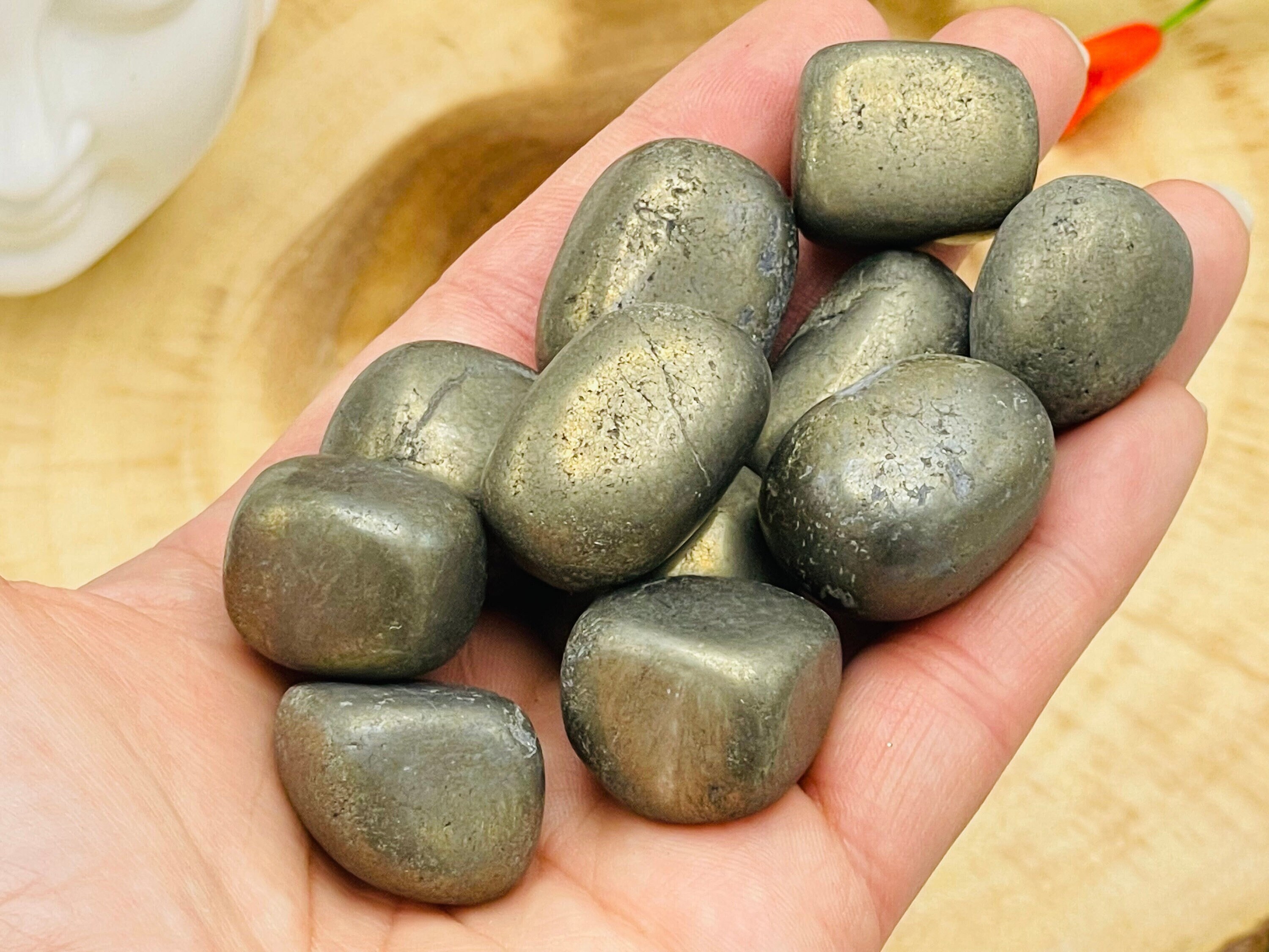 Pyrite Tumbled Stones, Tumbled Pyrite Fools Gold Pocket Stone