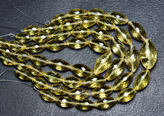 Beer Quartz Dew Drops Beads - 7.5 Inches - Natural Faceted Beer Quartz Dew Drops Briolette - Size Is 6x12 - 10x18mm #2385